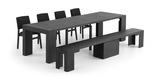 Transformer Smoked Hickory extension table with 4 stack chairs and extension bench thumbnail 1