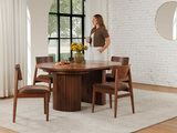 Transformer Round Walnut Table With 4 Stacking Chairs thumbnail 5