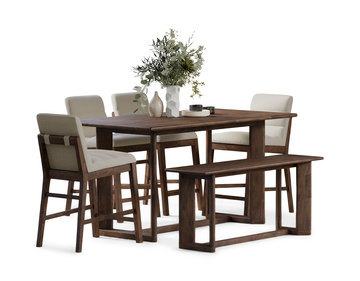 Ronan Counter Table With 4 Stools And Bench