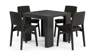 Transformer Smoked Hickory Extension Table With 4 Stack Chairs