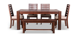 Emerson Solid Mahogany Salvage Leg Table With 4 Chairs And Bench thumbnail 4