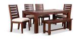 Emerson Solid Mahogany Salvage Leg Table With 4 Chairs And Bench thumbnail 5