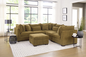 Dino 5 Piece Sectional - Amber