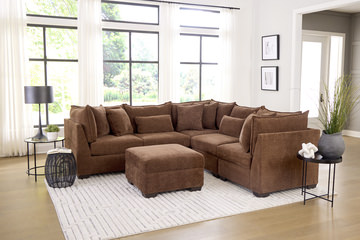 Dino 5 Piece Sectional - Rust