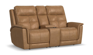 Ranger Leather Power Reclining Loveseat With Console -  Oakridge