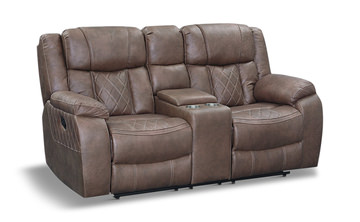Ashby Reclining Loveseat with Console - Brown