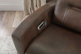 Remmington Leather Power Swivel Glider Recliner- Auburn Brown thumbnail 8