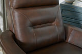 Remmington Leather Power Swivel Glider Recliner- Auburn Brown thumbnail 7