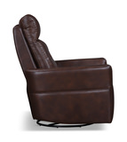 Remmington Leather Power Swivel Glider Recliner- Auburn Brown thumbnail 4