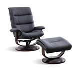Knight Swivel Recliner And Ottoman - Black thumbnail 1