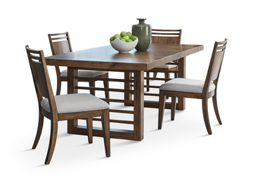 Shaker Lakes Double Pedestal Table With 4 Wood Side Chairs
