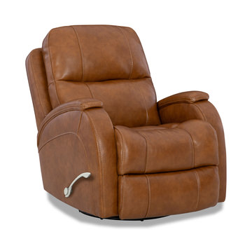Phantom Leather Glider Recliner - Golden Crown Saddle Brown