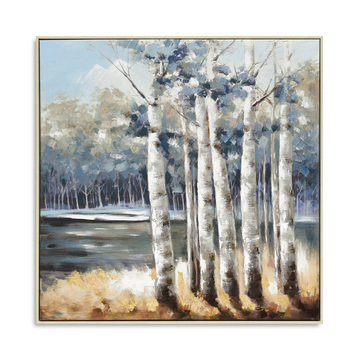 Balmy Birches Framed Canvas