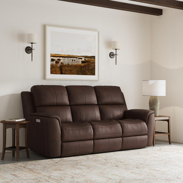 Henry Leather Power Reclining Sofa - Burnt Umber