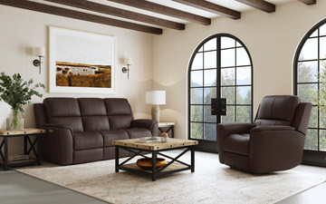 Henry Leather Power Reclining Sofa - Burnt Umber