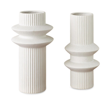 Abstract Ribbed Vases Set Of 2