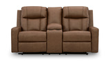 Halina Reclining Loveseat With Console - Caramel thumbnail 1