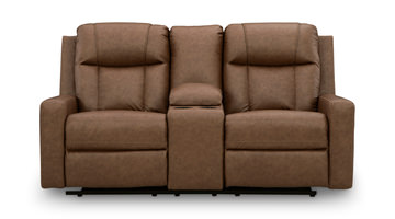Halina Reclining Loveseat With Console - Caramel