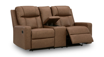 Halina Reclining Loveseat With Console - Caramel