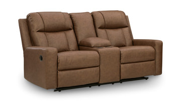 Halina Reclining Loveseat With Console - Caramel