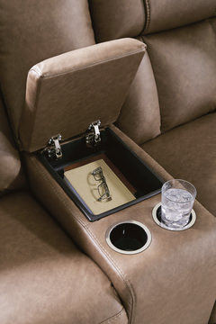 Halina Reclining Loveseat With Console - Caramel
