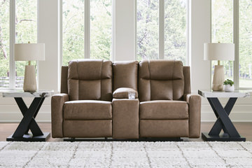 Halina Reclining Loveseat With Console - Caramel