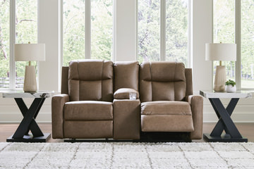 Halina Reclining Loveseat With Console - Caramel
