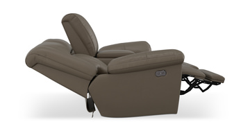 Petra Power Reclining Loveseat With Console - Taupe