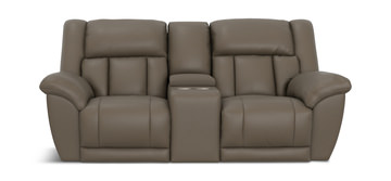Petra Power Reclining Loveseat With Console - Taupe