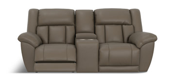 Petra Power Reclining Loveseat With Console - Taupe