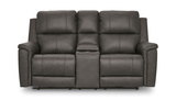 Caldwell Leather Power Reclining Loveseat With Console - Anchor thumbnail 1