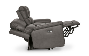 Caldwell Leather Power Reclining Loveseat With Console - Anchor