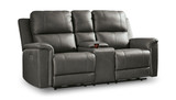 Caldwell Leather Power Reclining Loveseat With Console - Anchor thumbnail 2