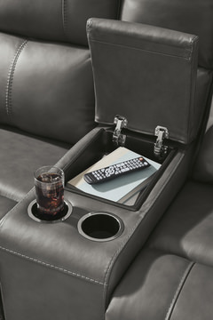 Caldwell Leather Power Reclining Loveseat With Console - Anchor