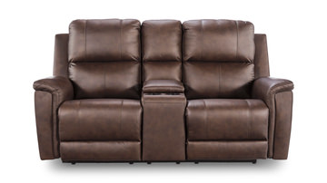 Caldwell Leather Power Reclining Loveseat with Console - Espresso