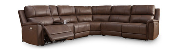 Caldwell 6 Piece Leather Power Reclining Sectional - Espresso