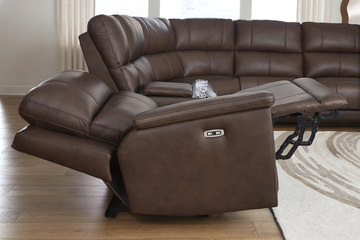 Caldwell 6 Piece Leather Power Reclining Sectional - Espresso