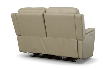 Henry Leather Power Loveseat - Beige