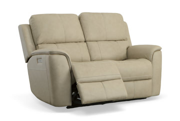 Henry Leather Power Loveseat - Beige