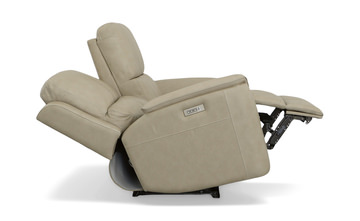 Henry Leather Power Loveseat - Beige