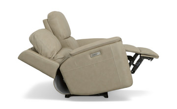Henry Leather Power Loveseat - Beige