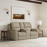 Henry Leather Power Reclining Loveseat With Console - Beige  thumbnail 3