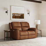 Henry Leather Power Loveseat - Caramel thumbnail 6