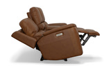 Henry Leather Power Reclining Loveseat With Console - Caramel thumbnail 5