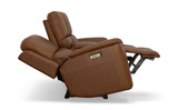 Henry Leather Power Reclining Loveseat With Console - Caramel thumbnail 4