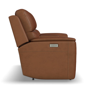 Henry Leather Power Reclining Loveseat With Console - Caramel