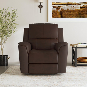 Henry Leather Power Recliner - Burnt Umber