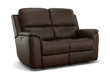 Henry Leather Power Loveseat - Burnt Umber thumbnail 2
