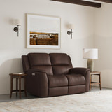 Henry Leather Power Loveseat - Burnt Umber thumbnail 3