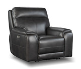 Zurich Leather Power Recliner - Smokey Grey thumbnail 1